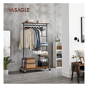 Стойка за дрехи с колелца, Vasagle, 5 нива, HSR66BXV1, Кафяво рустик