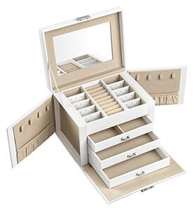 Кутия за бижута, Songmics, 17.5 x 22.5 x 16.5 см, JBC159W01, Бял