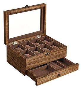Кутия за бижута, Songmics, 19 x 27 x 12.5 см, JOW008K01, Кафяво