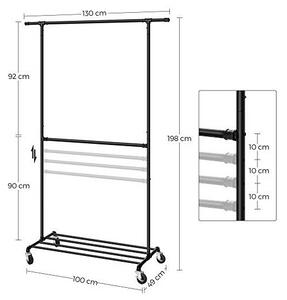 Стойка за дрехи с колелца, Songmics, 110 кг, HSR62BK, Черен