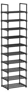 Шкаф за обувки с 10 рафта, Songmics, 30 x 45 x 174 см, LSA25BK, Черен
