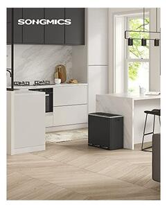 Кош за рециклиране Songmics, 3 отделения, 3 x 18 L, LTB54BK, Черен