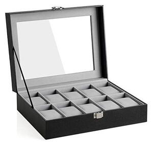 Кутия за ръчни часовници, Songmics, капацитет 20.2 x 25.5 x 7.8 см, JWB010BK, Сив
