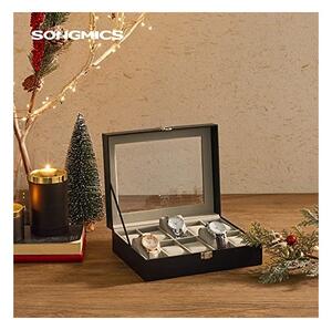 Кутия за ръчни часовници, Songmics, капацитет 20.2 x 25.5 x 7.8 см, JWB010BK, Сив