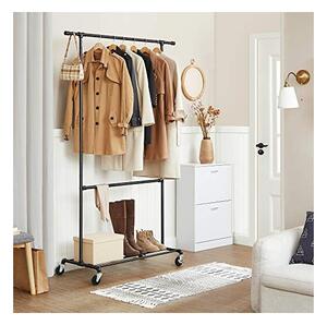 Стойка за дрехи с колелца, Songmics, 110 кг, HSR62BK, Черен