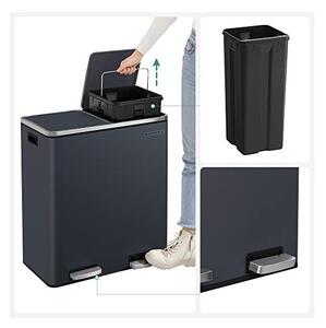 Кош за рециклиране, Songmics, 2 отделения, 2 x 30 L, LTB60GS, Сив
