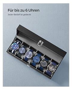 Кутия за ръчни часовници, Songmics, капацитет 6, JWB06BK, Сив