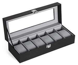 Кутия за ръчни часовници, Songmics, капацитет 6, JWB06BK, Сив