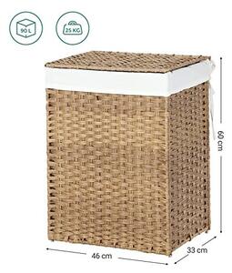 Кош за пране, Songmics, 90 L, LCB51NL, Натурален