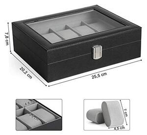Кутия за ръчни часовници, Songmics, капацитет 20.2 x 25.5 x 7.8 см, JWB010BK, Сив