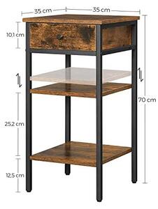 Нощно шкафче Vasagle с 1 чекмедже, кафяво рустикално, LET502B01, 35 x 35 x 70 см