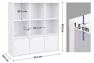 Библиотека Vasagle с 6 куба в бяло, LBC33WT, 97 x 97 x 29 см