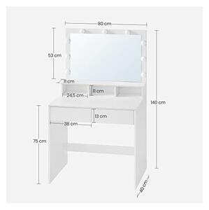 Тоалетна маса, Васагле, 9 светлини, Бял, RDT120T10, 40 x 80 x 140 см