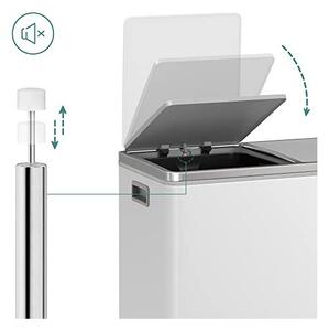 Двоен кош за рециклиране, Songmics, 2 x 30L, Бял, LTB60WT, 59 x 32 x 65 см