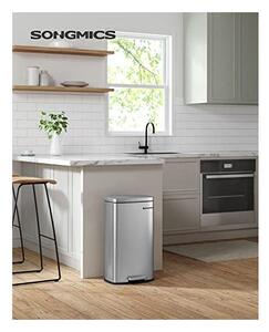 Кош за боклук за кухня, Songmics, 30L, Soft Close, Сребрист