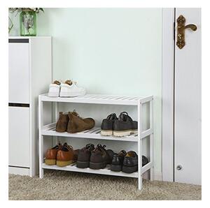 Шкаф за обувки, Songmics, Бамбук, Бял, LBS13W, 70 x 26 x 55 см