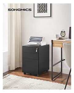 Подвижен шкаф с ключалка, Songmics, Черен, OFC60BK, 52 x 39 x 60 см