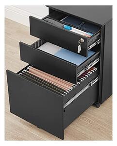 Подвижен шкаф с ключалка, Songmics, Черен, OFC60BK, 52 x 39 x 60 см