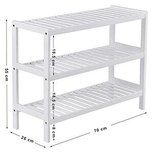Шкаф за обувки, Songmics, Бамбук, Бял, LBS13W, 70 x 26 x 55 см