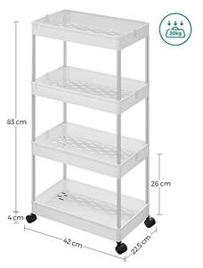 Подвижен шкаф за съхранение, Songmics, Бял, KSC10WT, 40 x 22 x 86 см