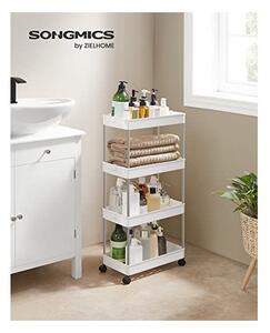 Подвижен шкаф за съхранение, Songmics, Бял, KSC10WT, 40 x 22 x 86 см