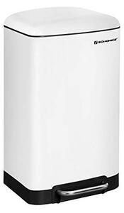 Кош за рециклиране, Songmics, 30L, LTB01W, С меко затваряне, Бял
