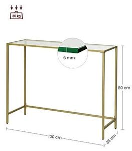 Конзола от закалено стъкло, Vasagle, 1 рафт, 35 x 100 x 80 см, LGT26G, Златен