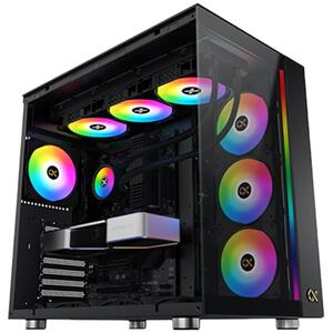 AQUA Ultra Air EN41907, Black, E-ATX/ATX/M-ATX/MINI ITX, USB 3.0 X 2, USB 2.0 X 2, USB-C X 1, HD AUDIO, Mesh Top, Front & Left TG, ARGB Strip, 7PCS Z20A&Galaxy II Fan Control Kit