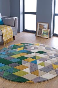 Килим Prism Зелен/Многоцветен 160X160 см, кръгъл, Flair Rugs