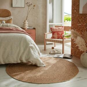 Килим Capri от юта кръгъл натурален/корал 180X180 см, Flair Rugs