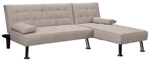 Разтегателен ъглов диван ляв ъгъл Brisk текстил светло кафяв 200x146x75 см