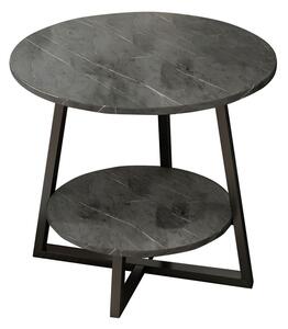 Масичка за кафе Рота МДФ цвят тъмен сив мраморен вид - черен D60x60см