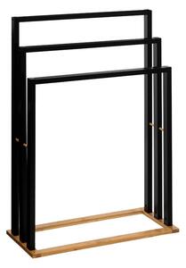 Стойка за кърпи за под Tower MDF - черен бамбук - цвят естествено дърво 55x24x82см