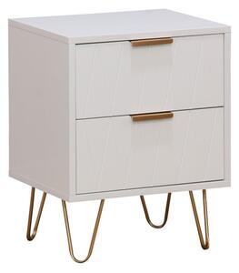 Нощно шкафче Culture с 2 чекмеджета бяла с златисти крака 40x35x52см