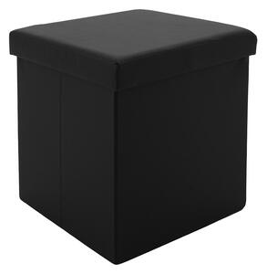 Табуретка-ракла за антре с място за съхранение Crystal от еко кожа черен 38x38x38см