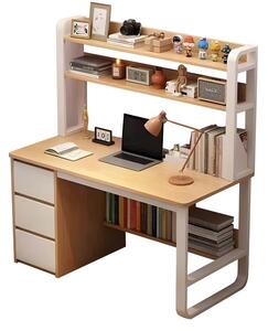 Бюро с рафтове Soco MDF натурален - бял 120x50x144см
