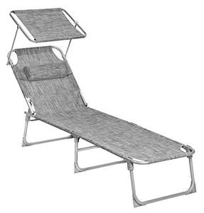 Шезлонг, Songmics, Сив, 53x193x29.5 см