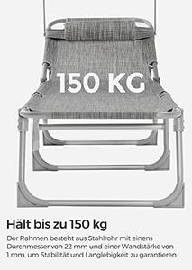 Шезлонг, Songmics, Сив, 53x193x29.5 см