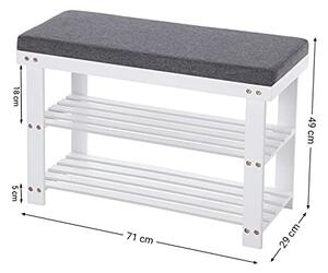 Пейка с кутия за съхранение за антре, Songmics, Бял-Сив, 71x29x49 см
