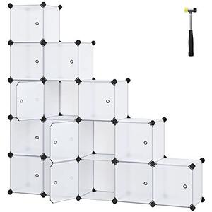 Комплект от 15 модулни кутии за съхранение, Songmics, бял, 123x31x123 см