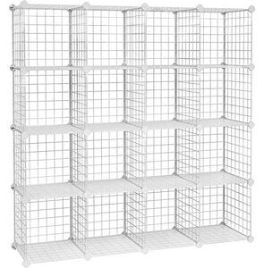 Комплект от 16 кутии за съхранение, Songmics, Бял, 123x31x123 см