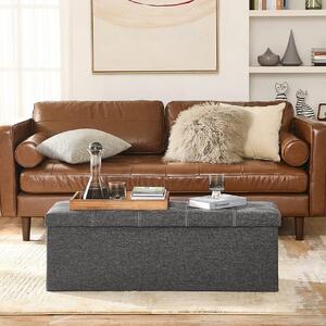 Пейка с кутия за съхранение за антре, Songmics, Светлосив, 110x38x38 см