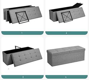 Пейка с кутия за съхранение за антре, Songmics, Сив, 110x38x38 см