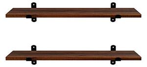 Комплект 2 стенни етажерки, Songmics, Кафяво-черно, 60x20x15 см