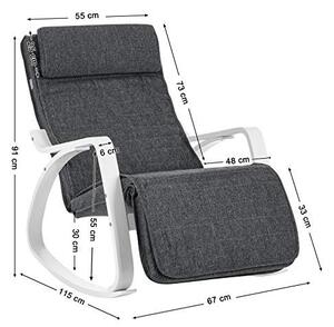 Люлеещ се стол, Songmics, Сив-Бял, 121.5x67x84 см