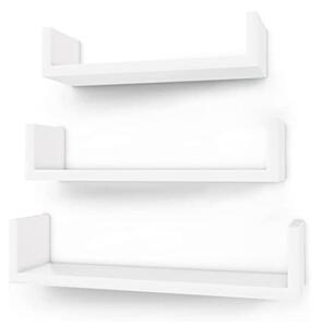 Комплект 3 етажерки, Songmics, Бял, 40x10x9 см