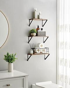 Комплект 3 етажерки - стенни рафтове, Vasagle, Черен, 40.0×15.0×12.0 см