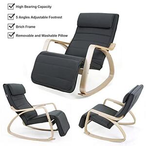 Люлеещ се стол, Songmics, Сив, 121.5x67x84 см
