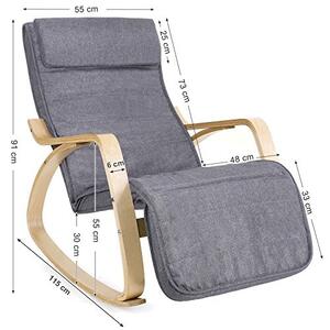 Люлеещ се стол, Songmics, Сив, 121.5x67x84 см