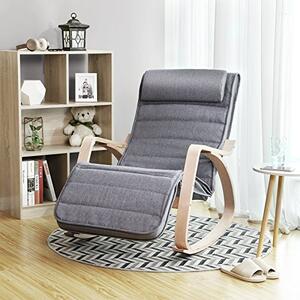 Люлеещ се стол, Songmics, Сив, 121.5x67x84 см